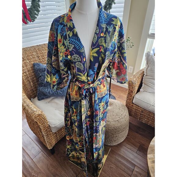 Frida Kahlo Kimono Robe Tropical Women's One Size 100 % Cotton - Picture 1 of 10
